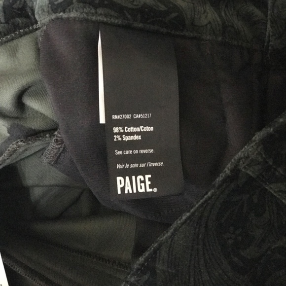 Paige Naomi Velvet Paisley Bootcut Pants Dark Forest - NWT $249 - Picture 8 of 13